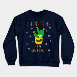 Christmas In The Desert - Opuntia Microdasys Cactus In Christmas Holly Pot Crewneck Sweatshirt